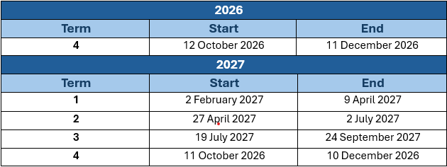 IT Study | Term dates 2026 and 2027